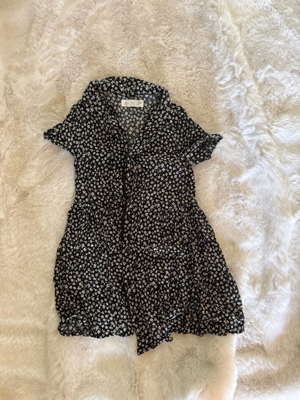 Zara Black Dress with White Floral Print